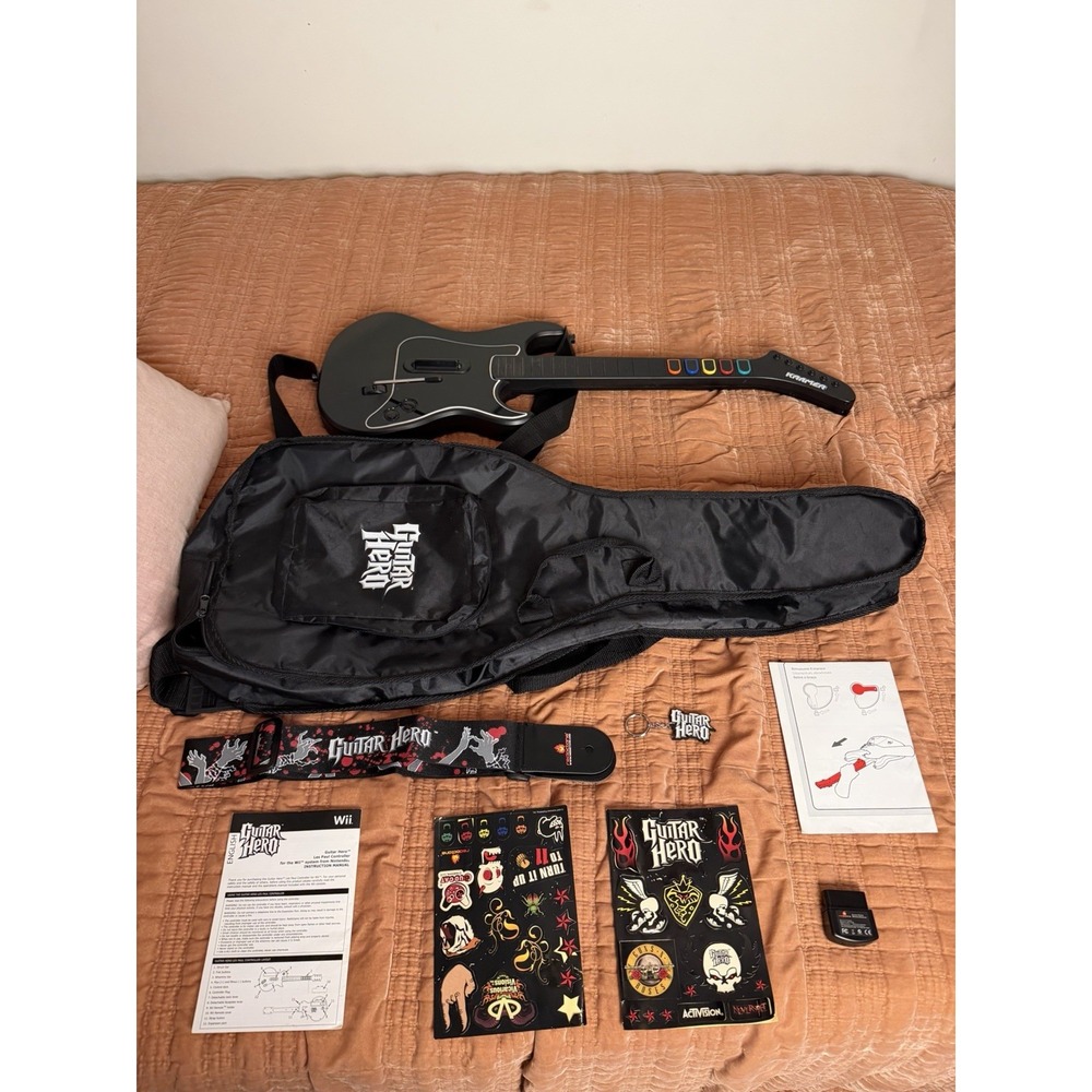 guitar hero wii Red Octane Kramer Rare Strap, Stickers, Dongle, Key Chain, Bag
